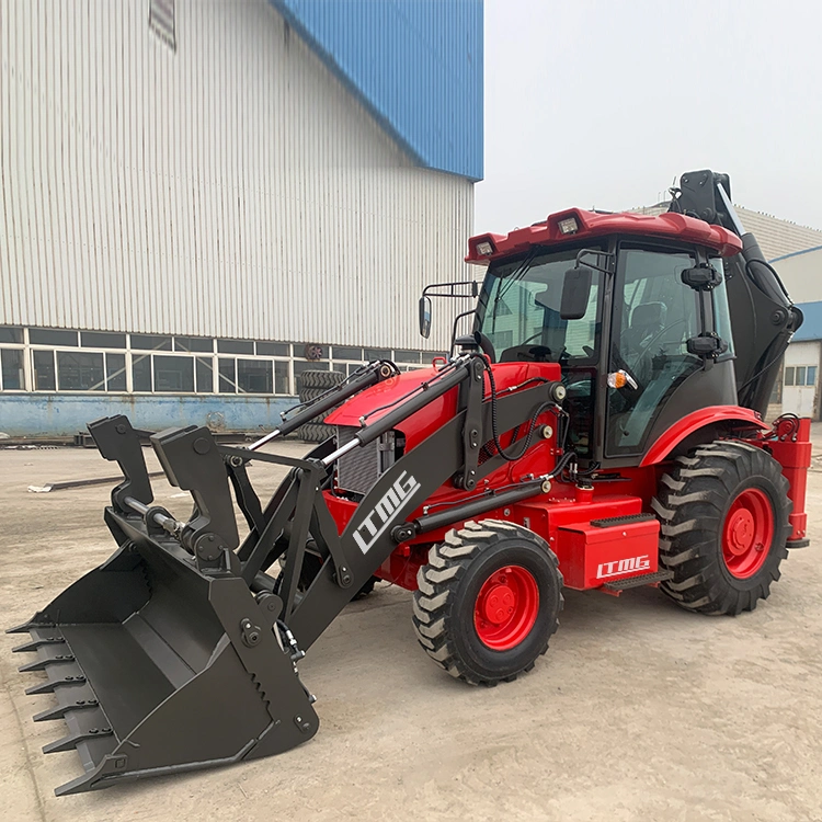 Ltmg Front End Loader Rops Cabin Excavator 4X4 Articulated Wheel Backhoe Loader with Joystick